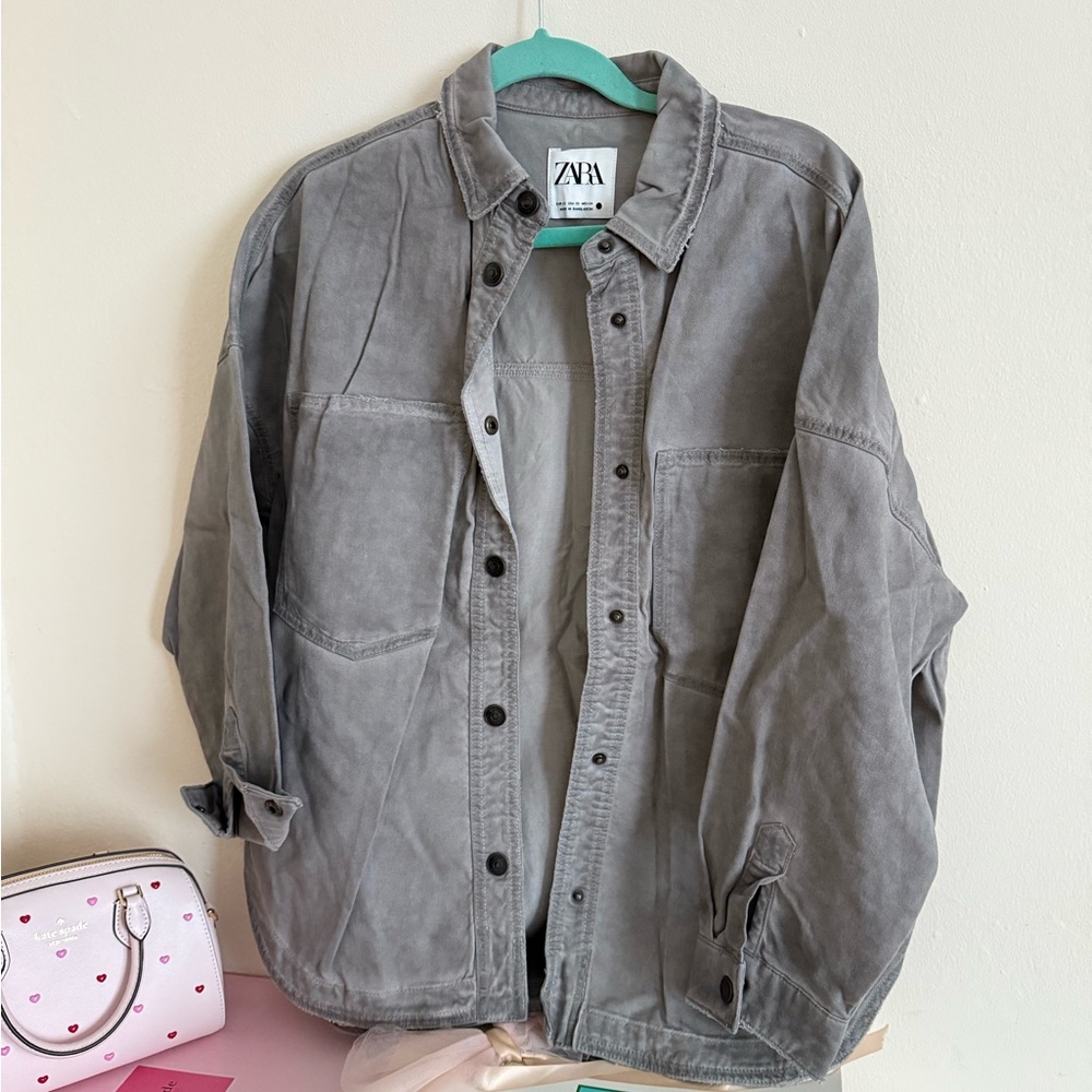 Zara Charcoal Button-Up Jacket